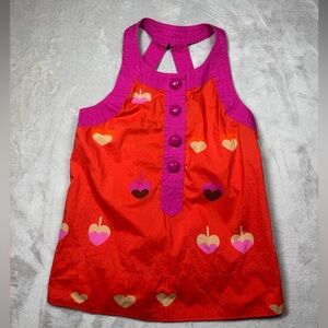 Marc by Marc Jacobs Pink Orange Heart Spade Twee Button Neckline Retro Top 2